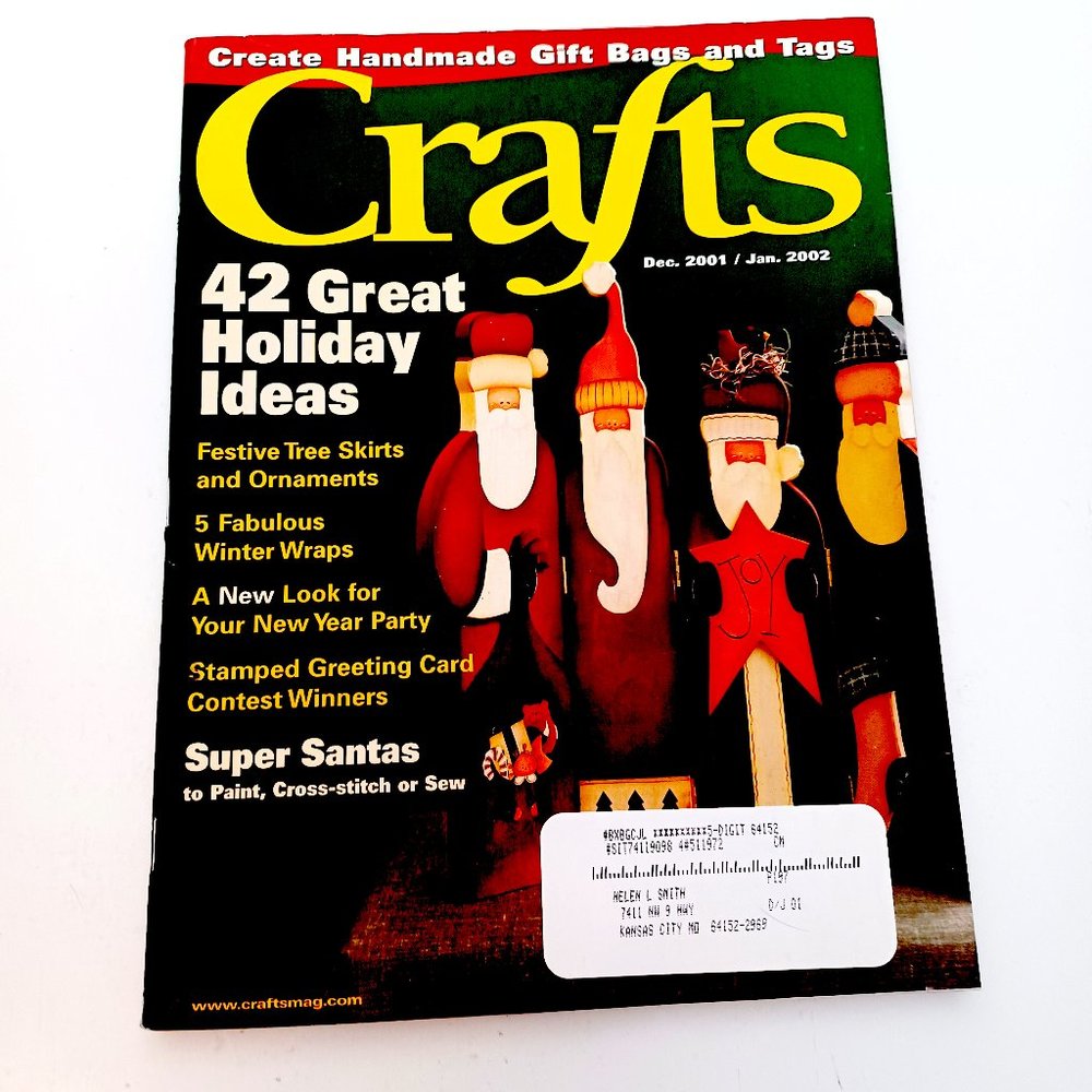 Crafts Magazine Dec. 2001 Jan. 2002 Various Craft Projects 124 Pages Primedia